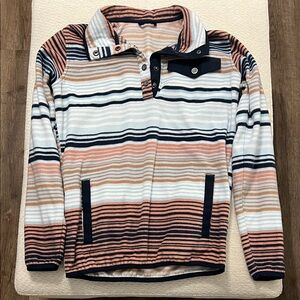 Cinch Multicolor Striped Hoodie - Navy, White, Peach